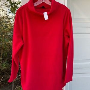 NWT Talbots Soft & Cozy Pretty Red Fleece Mock Turtleneck Long Sleeve Top